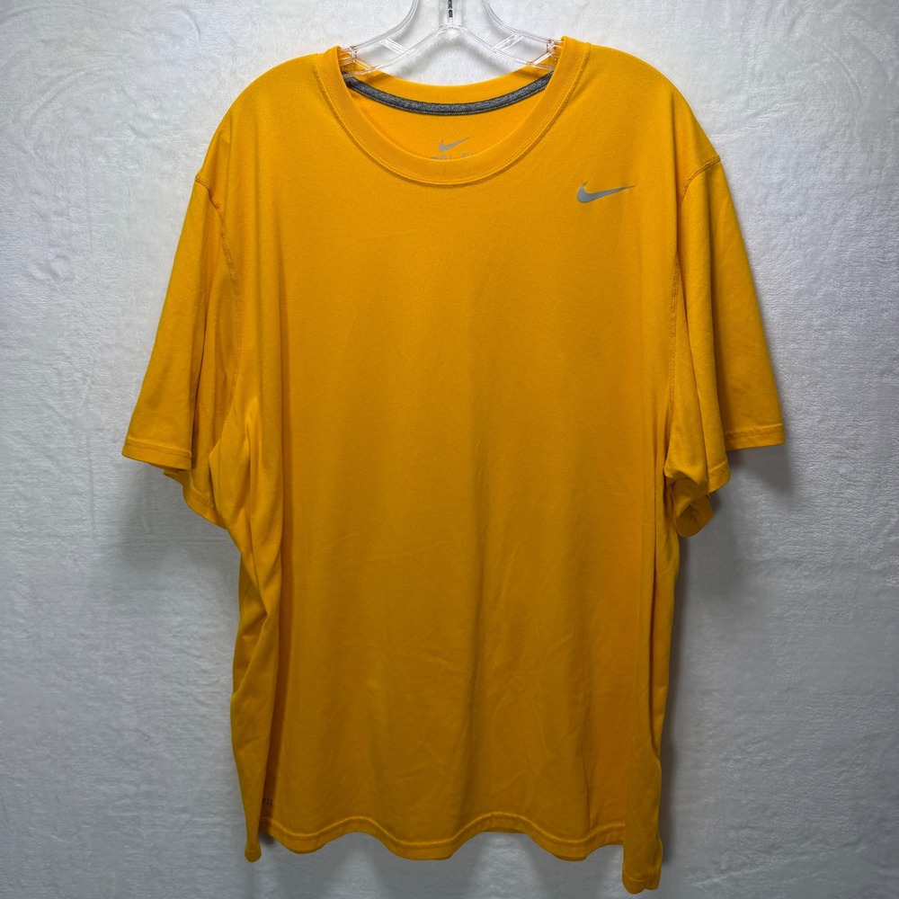 Nike Golf Dri-FIT Mens Short Sleeve Performance T-Shirt Yellow Silver Swoosh 2XL